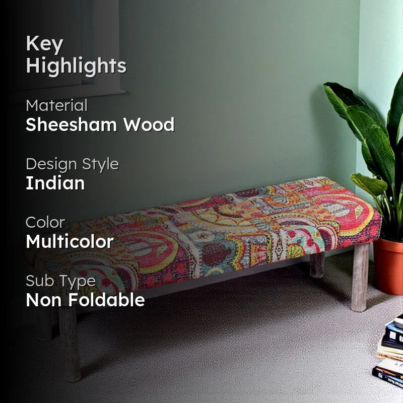 Bexon Sheesham Wooden Bench - Multicolor media 2
