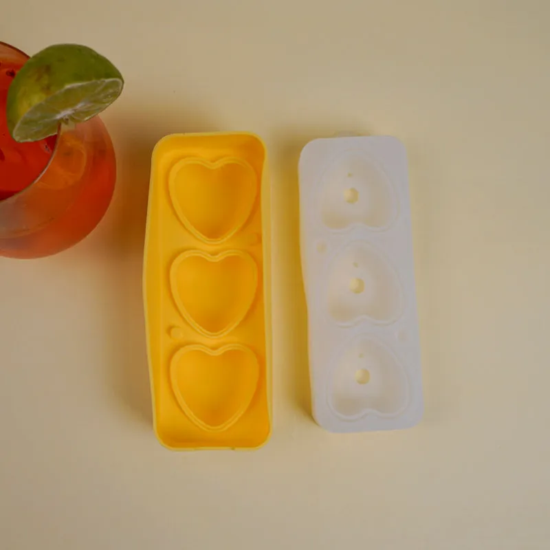 Heart Silicone 3-Cube Ice Mould - Yellow media 4