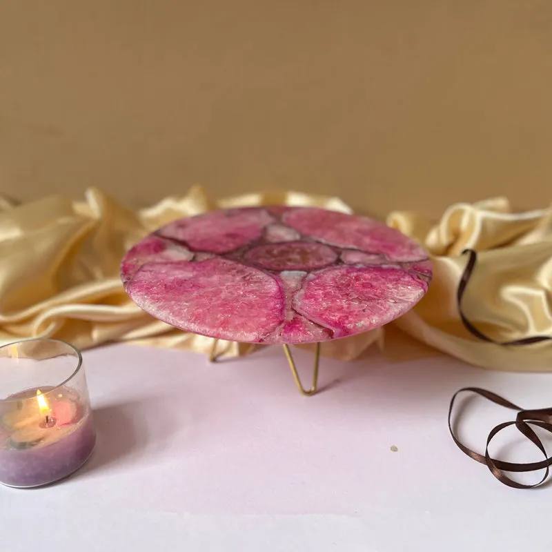 Myrla Handcrafted Agate Cake Stand - Pink media 1
