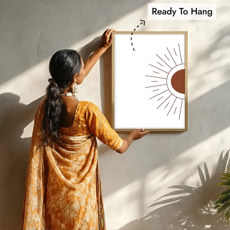 Amber Ray Canvas Wall Painting With Brown Frame media 7