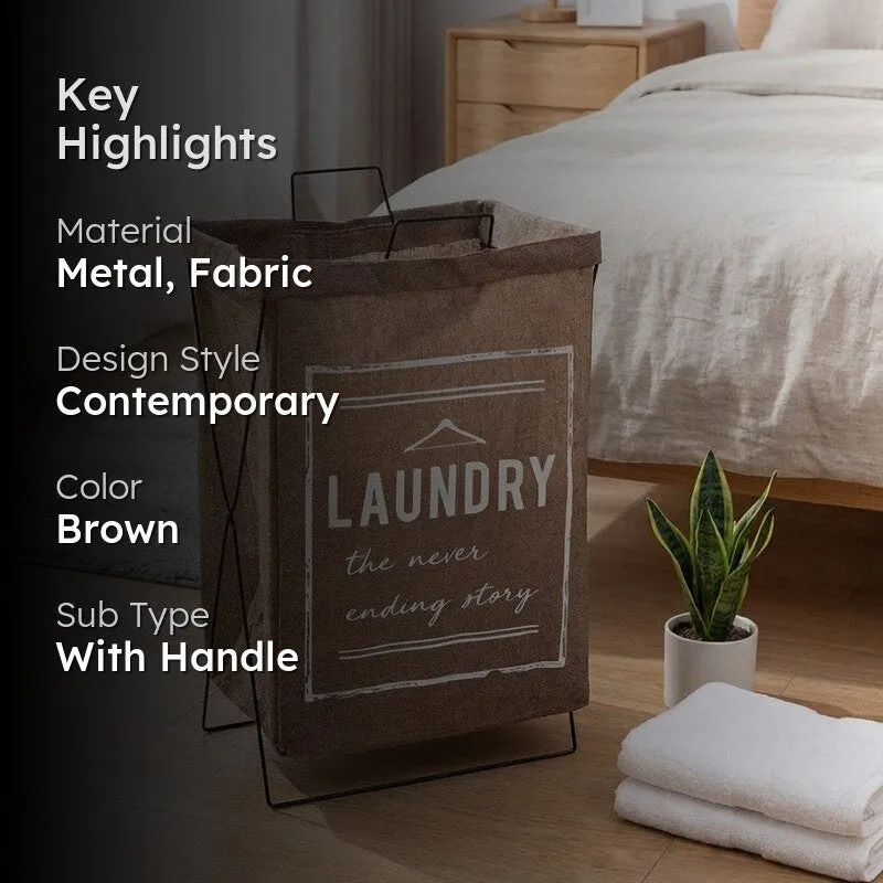 Flexi Fold (Metal,Fabric) Laundry Basket - Brown media 2