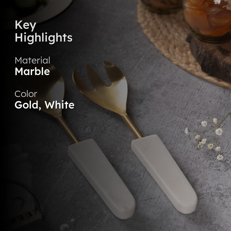 Tahara Salad Serving Set (Gold) - Two Piece Set media 2