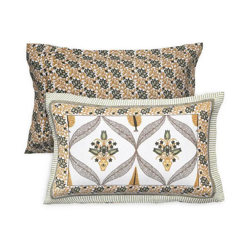 Quade Ethnic Cotton Bedsheet (Yellow) - 160 TC media 5