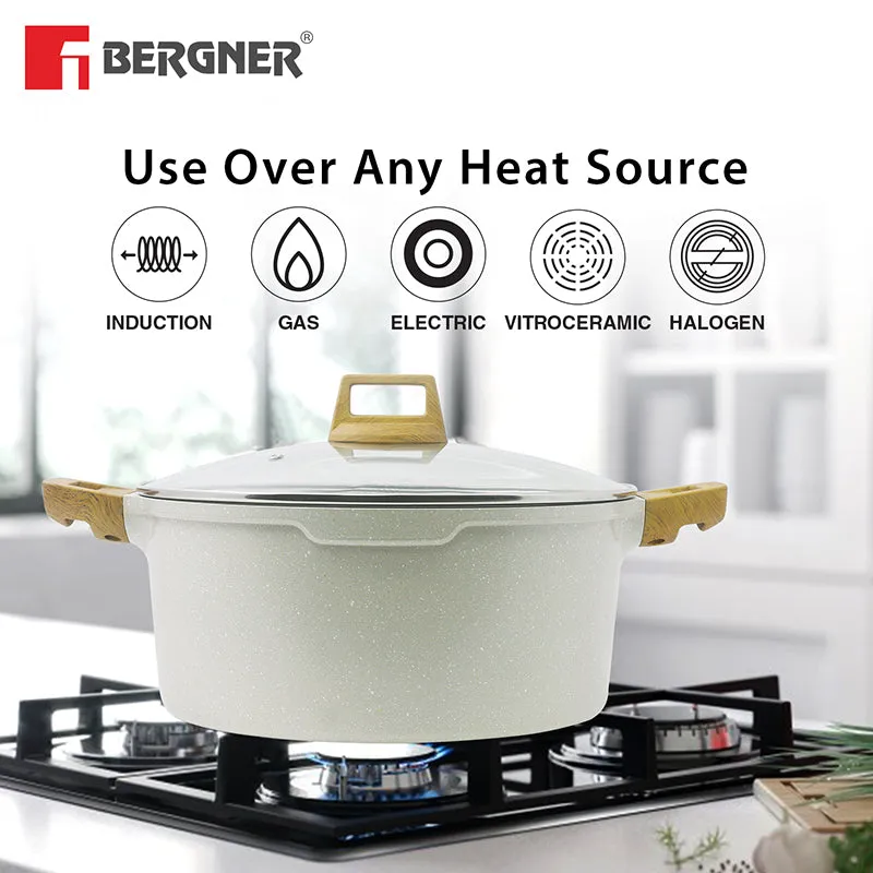 Bergner Smooth Sear Induction Safe Non-Stick Casserole With Lid  - 30 cm/5000 mL - 6