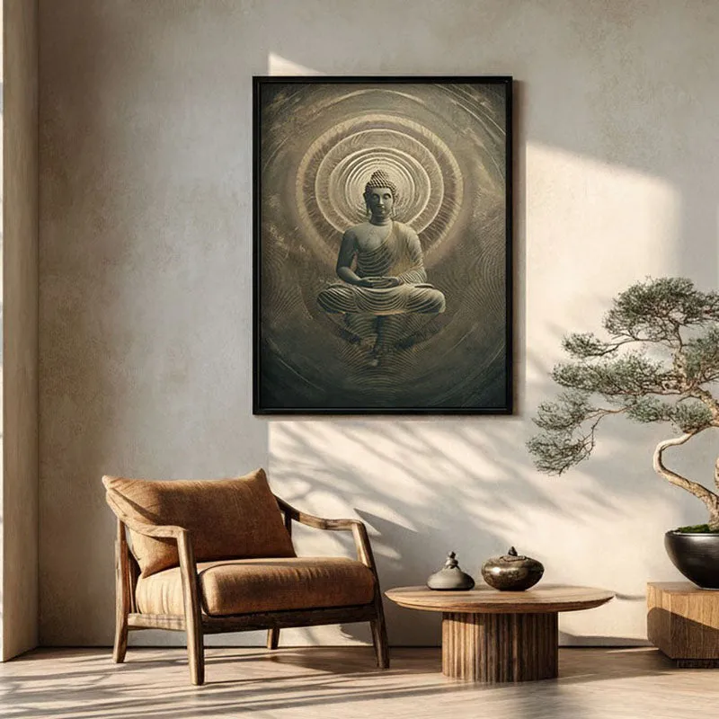 Harmony Within Buddha Archival Paper Wall Painting With Black Frame media 1