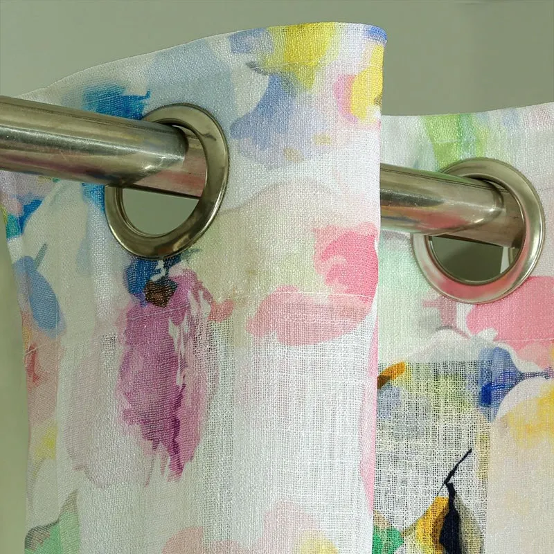 Serline Linen Texture Sheer Curtain - Set Of Two media 5