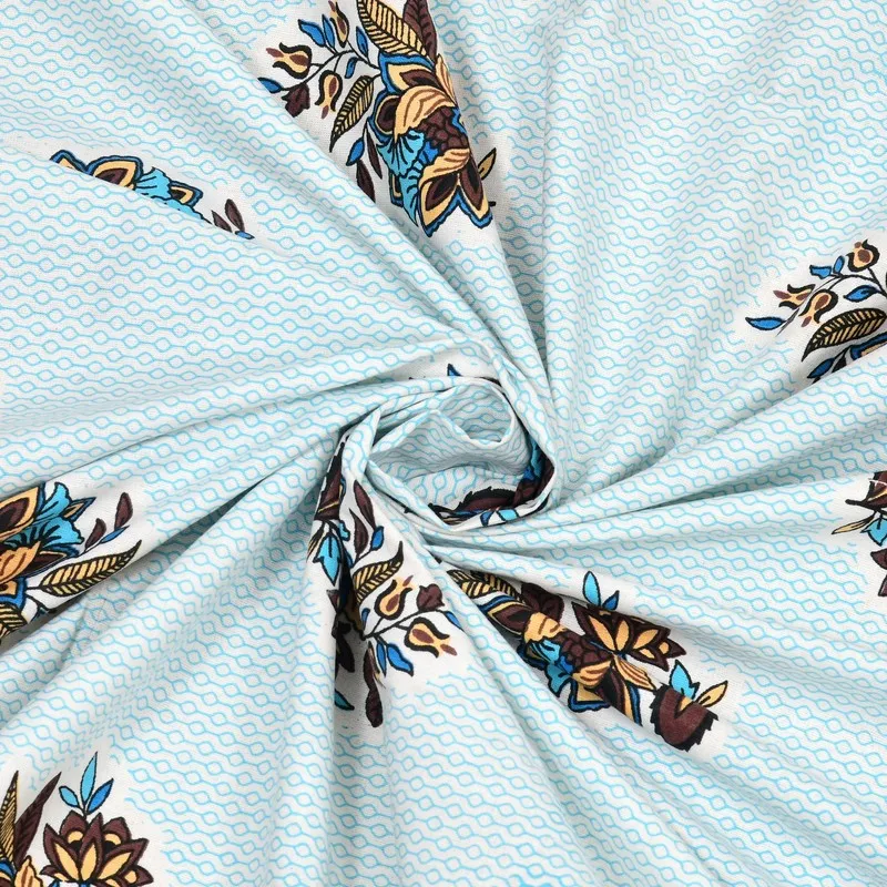 Royalra Cotton Bedsheet (Blue,Orange) - 240 TC media 5