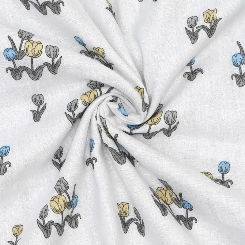 Mini Petals Reversible Cotton Dohar (Blue,White) - 120 GSM media 6