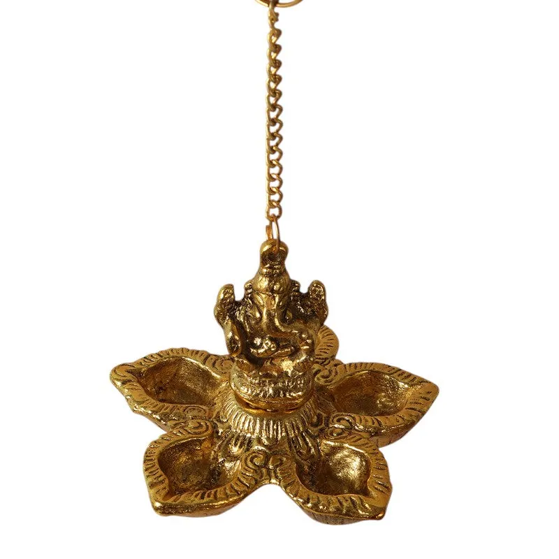 Vighnaharta Hanging Diya - Gold media 5