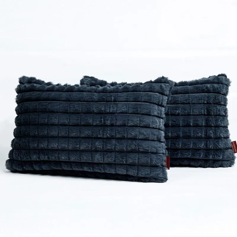 Frost Waffle Dark Grey Cushion Cover (Rectangle) Set of Two media 7