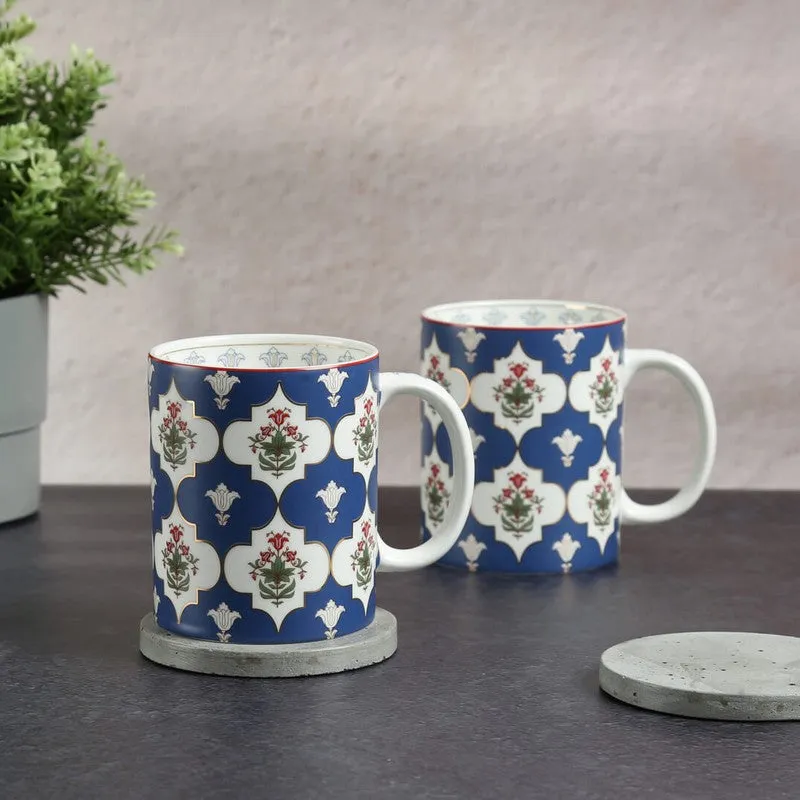 India Circus Blue Lattice Treasures Mug (360 mL Each) - Set Of Two media 1