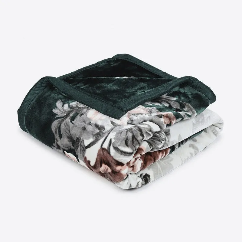 Monte Carlo Midnight Blossom Blanket (Green) - 1042 GSM media 5