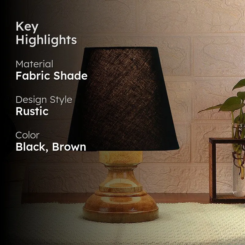 Harolda Fabric Table Lamp - Black,Brown media 2