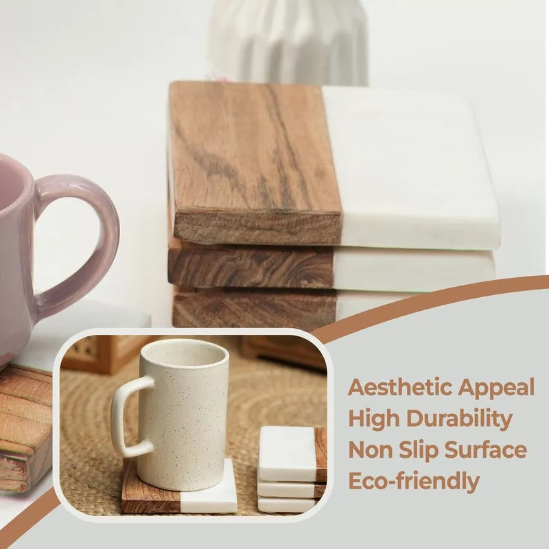Zorlan Boho Marble & Acacia Wood Coaster - Set Of Four media 4