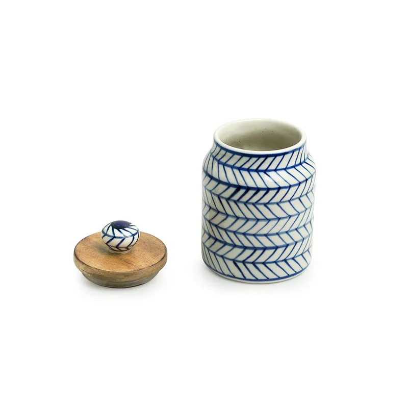 Chevron Crest Handpainted Ceramic Airtight Jar (470 mL Each) - Set Of Two media 5