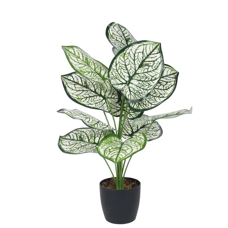 Faux Lush White Dubia Monstera Plant With Black Plastic Pot - 1.8 Feet media 3