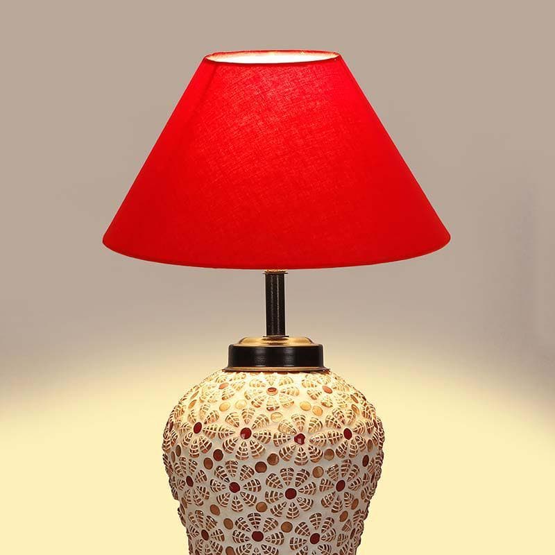 Solid Fusion Fabric Table Lamp - Red,White media 5