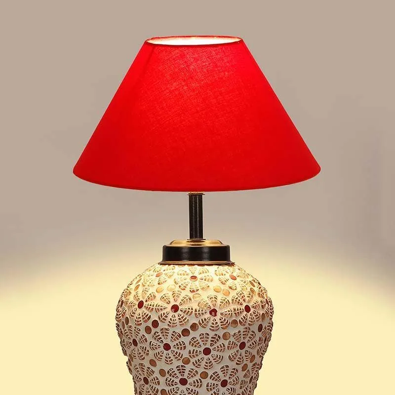 Solid Fusion Fabric Table Lamp - Red,White media 5