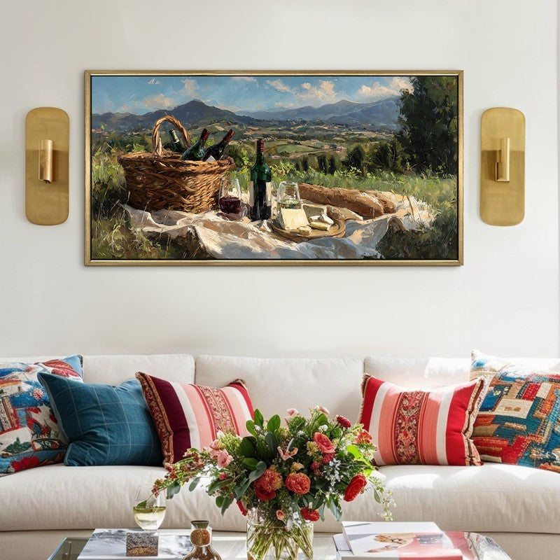 Field Picnic Canvas Wall Painting With Frame