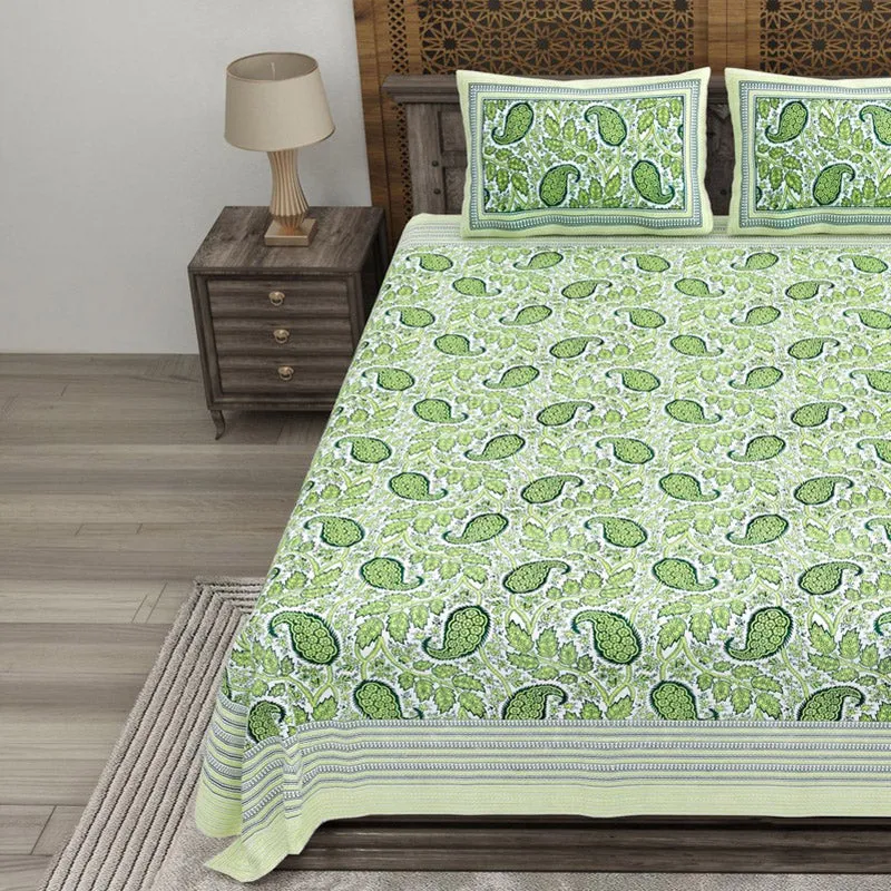 Shapea Cotton Bedsheet (Green) - 240 TC media 3