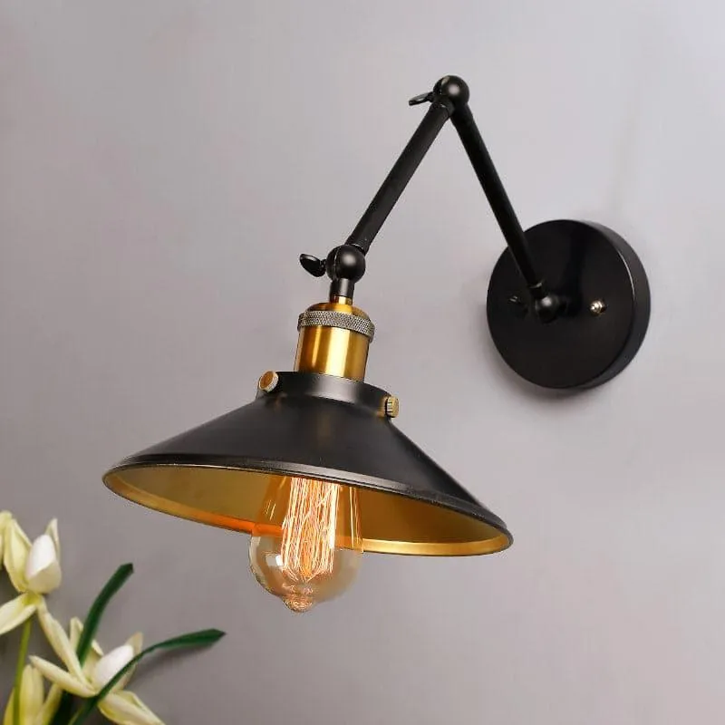 Eleni Cone Metal Wall Lamp - Black,Gold media 3