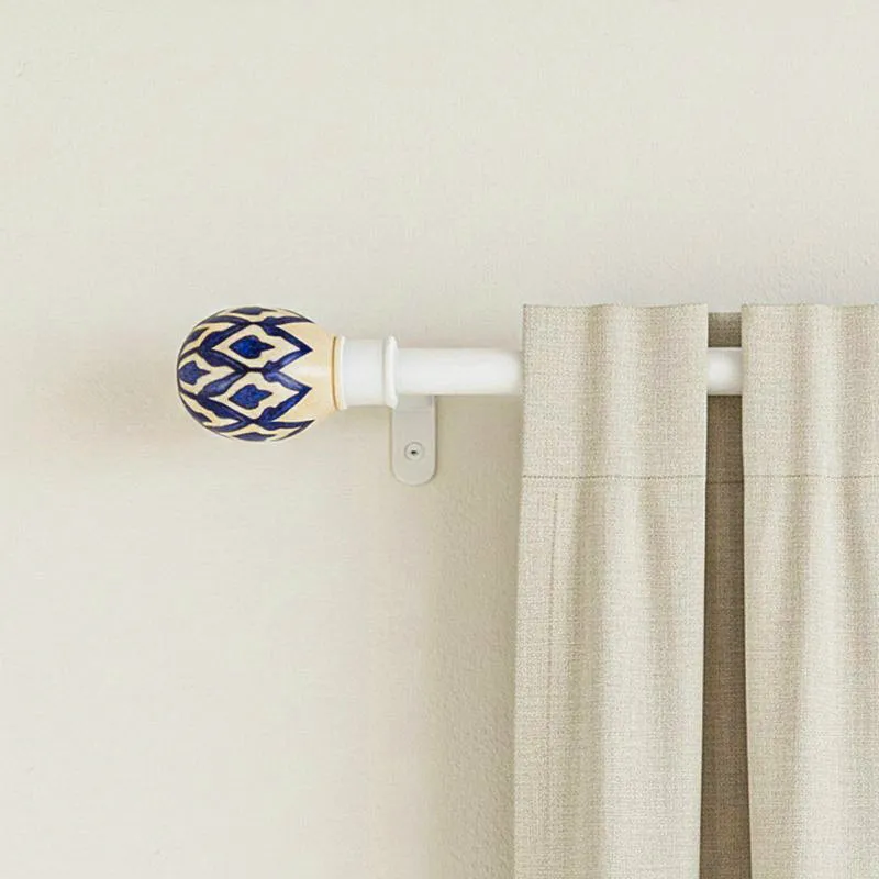 Moroccan MistExtendable 1" Single Curtain Rod With Round Finial & Brackets media 1