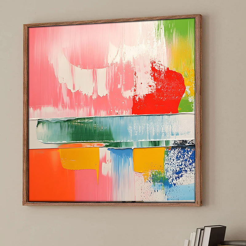 Colors & Splotches Wall Art With Frame - Brown