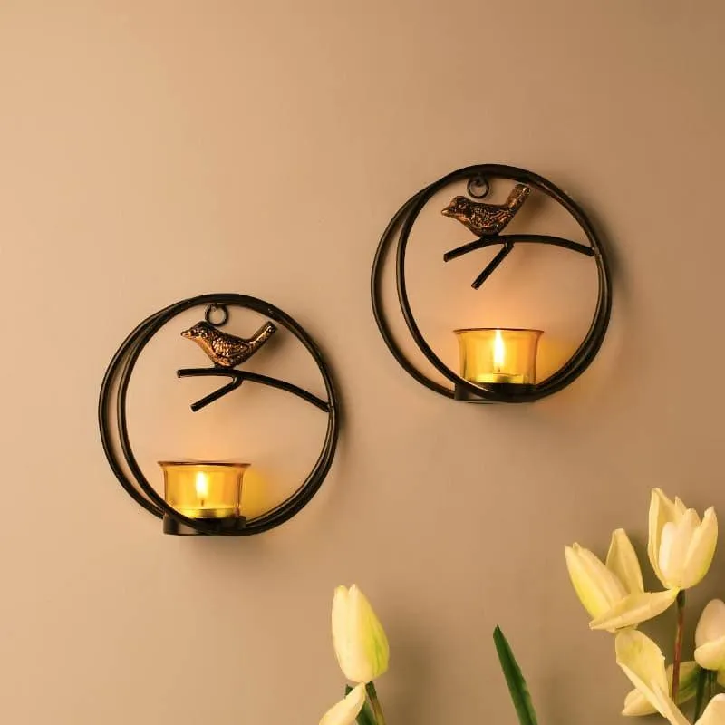 Bird Ring Candle Holder (Yellow) - Set Of Two media 1