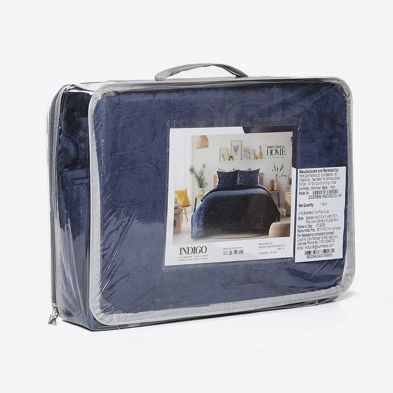 Monte Carlo Gentle Geometry Bedsheet (Blue) - 300 GSM media 6