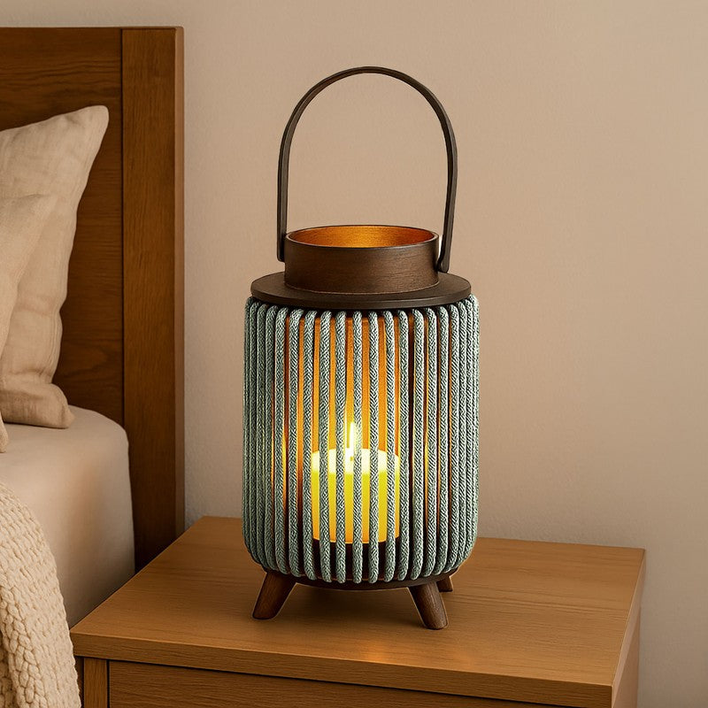 ThreadLuxe Bamboo Tea Light Candle Holder - Green