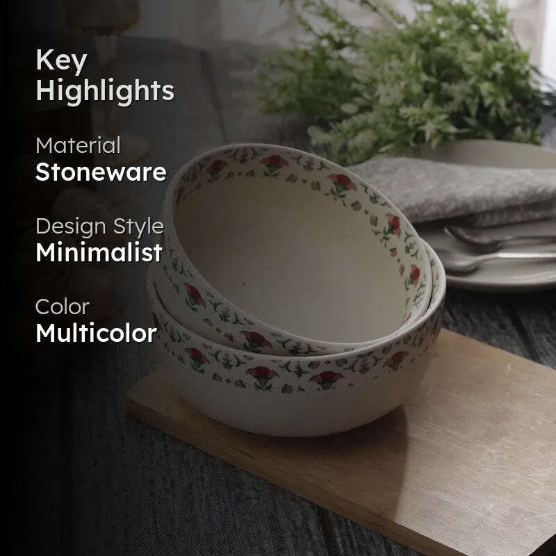 Rosette Multicolor Stoneware Serving Bowls - Set Of Two media 2