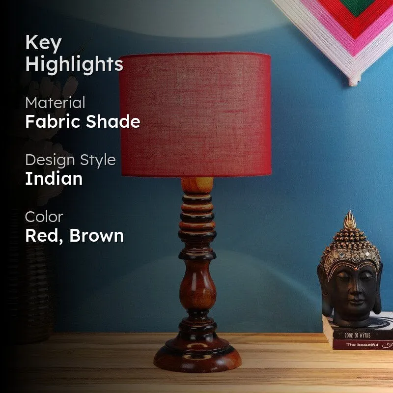 Rosa Rustic Fabric Table Lamp - Red,Brown media 2
