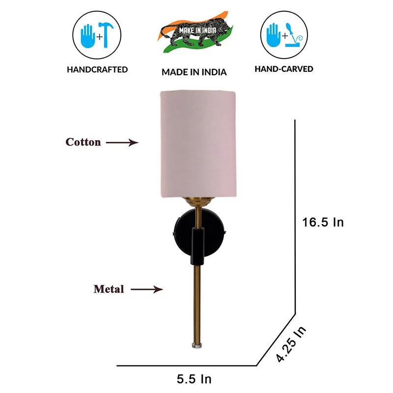 Beryll Cylindrical Steel & Cotton Wall Lamp - Beige media 6