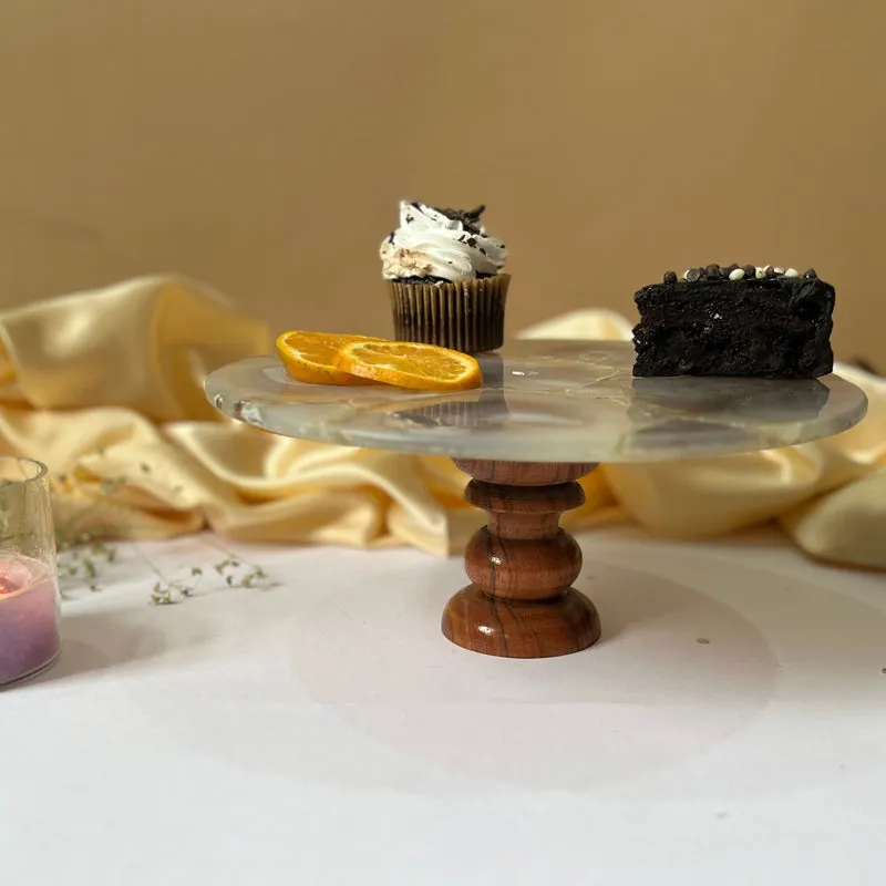 Emora Handcrafted Agate Cake Stand - Beige media 4