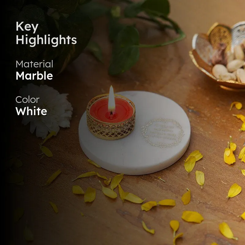 Marble Gayatri Mantra Religious Tea Light Holder media 2