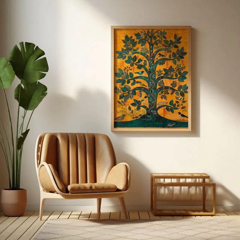 Tree of Life Canvas Wall Painting With Brown Frame media 3