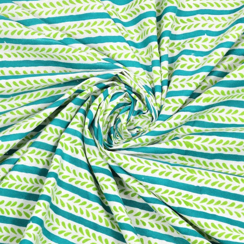 Formis Cotton Bedsheet (Blue,Green) - 240 TC media 5