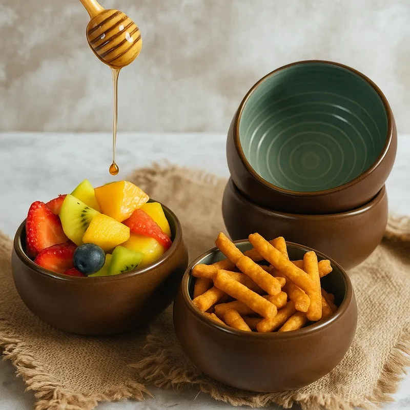 Chestnut Handcrafted Ceramic Dip Bowls (Brown,150 mL) - Set Of Four media 1