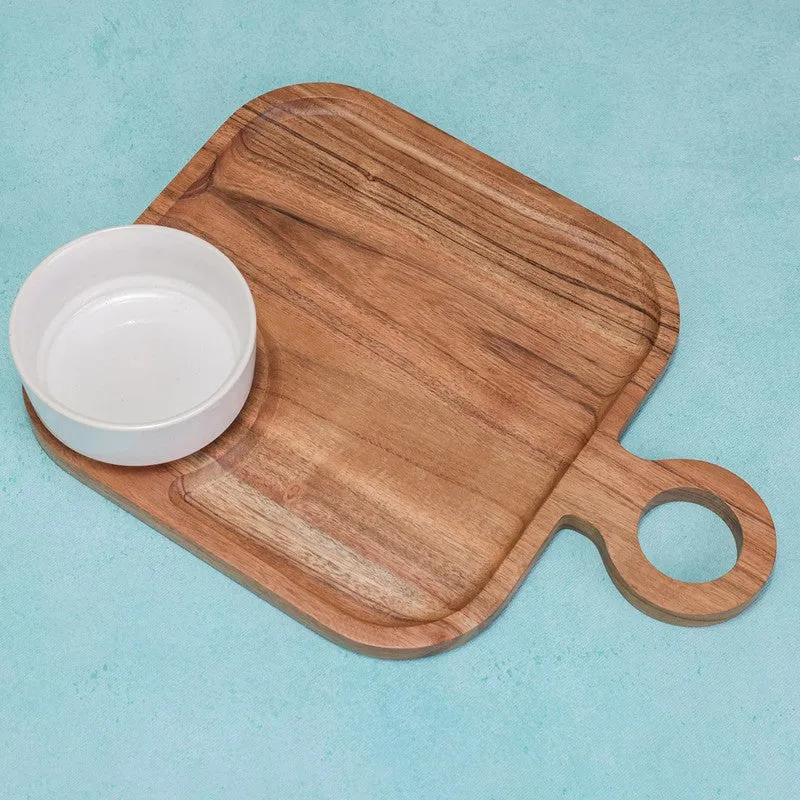 Earth Tone Tasting (Wood,Ceramic) Platter - Two Piece Set media 4