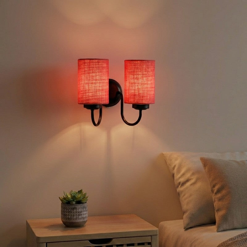 Elyra Duo Soft Loom Jute Wall Lamp - Pink