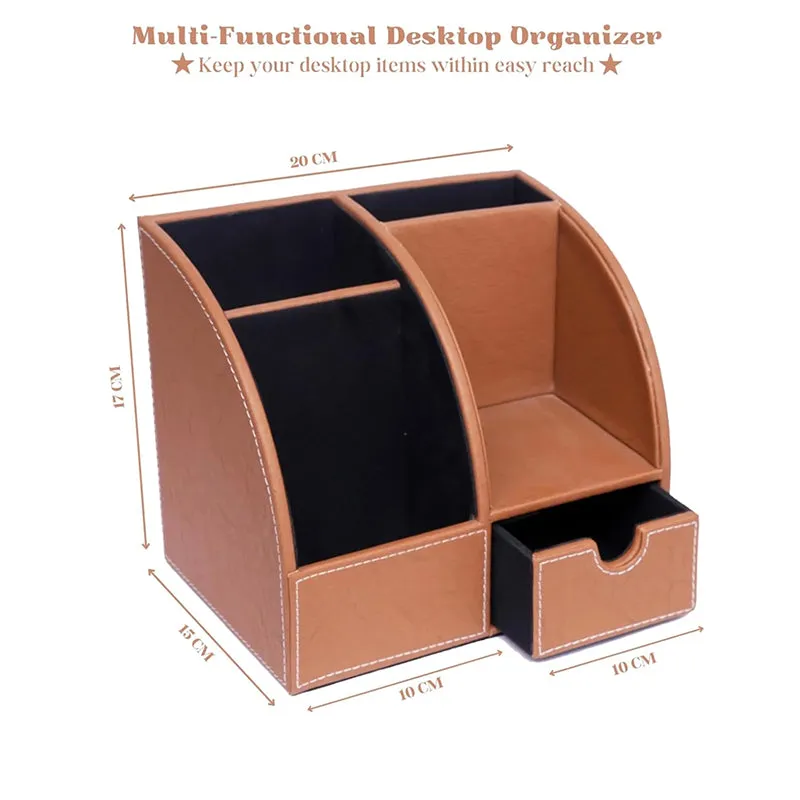 Sorrell Faux Leather Desk Organiser - Light Brown media 8