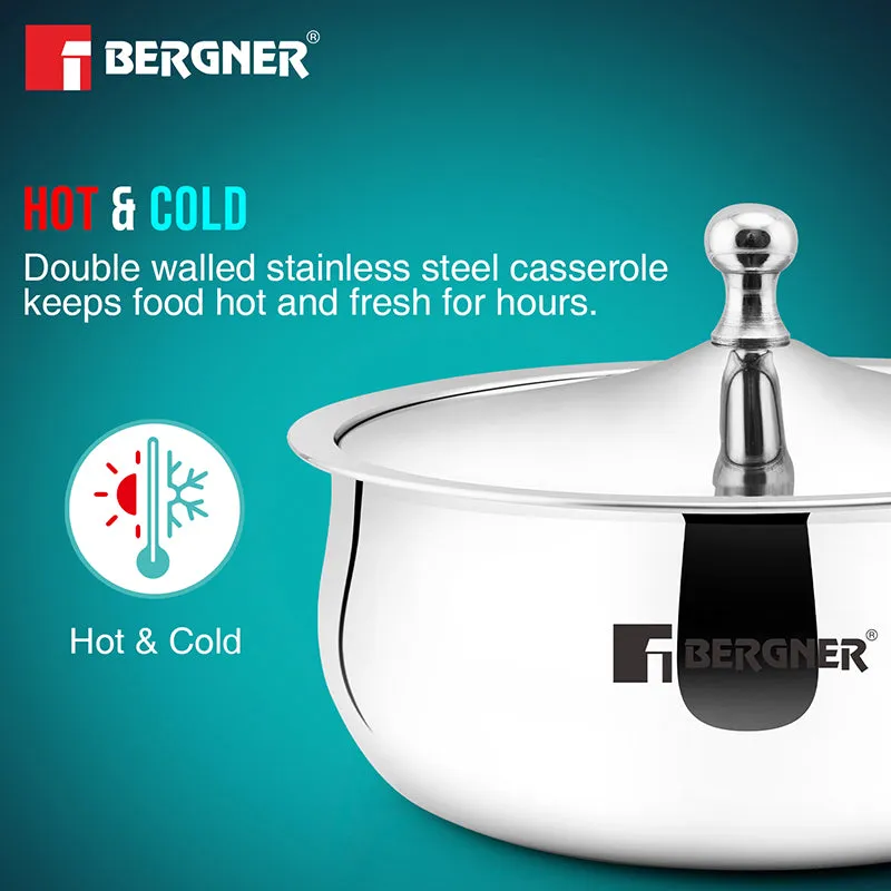Bergner Stainless Steel Casserole With Lid (650,1000 & 1500)mL media 5