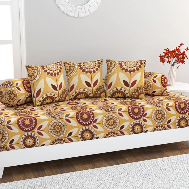 Autumn Fleur Floral Cotton Diwan Set media 1