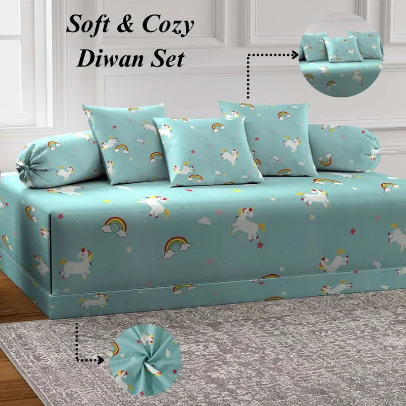 Crazy Unicorn Printed Diwan Set - Six Piece Set media 5