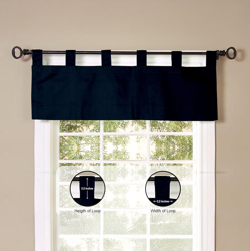 Tab Tale Flat Curtain Valance (Navy Blue) - Set Of Two media 6