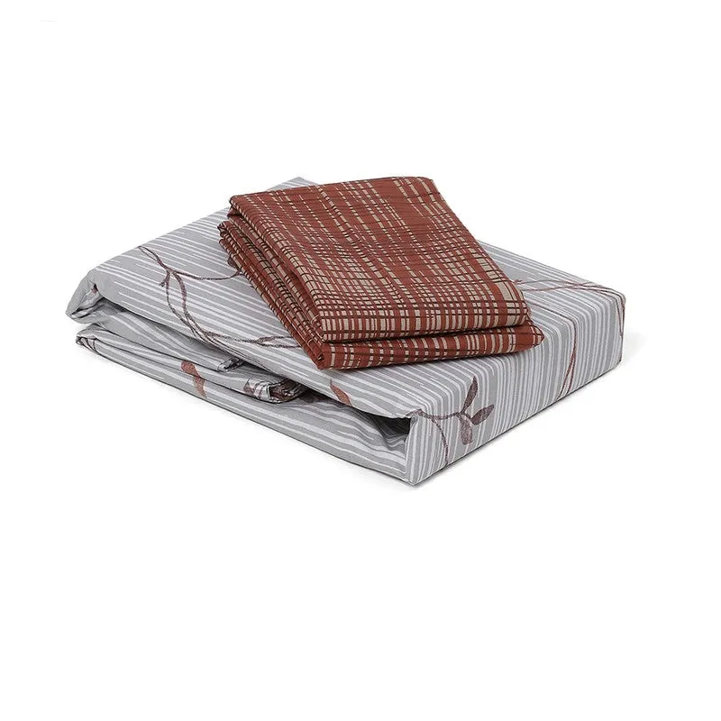 Monte Carlo Flora Form Cotton Bedsheet (White,Brown) - 104 TC media 8