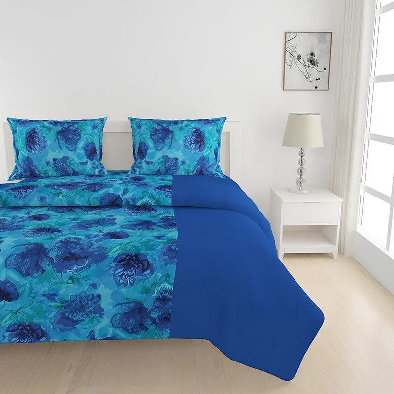 Swayam Beatific Blue Floral Bedding Set media 5