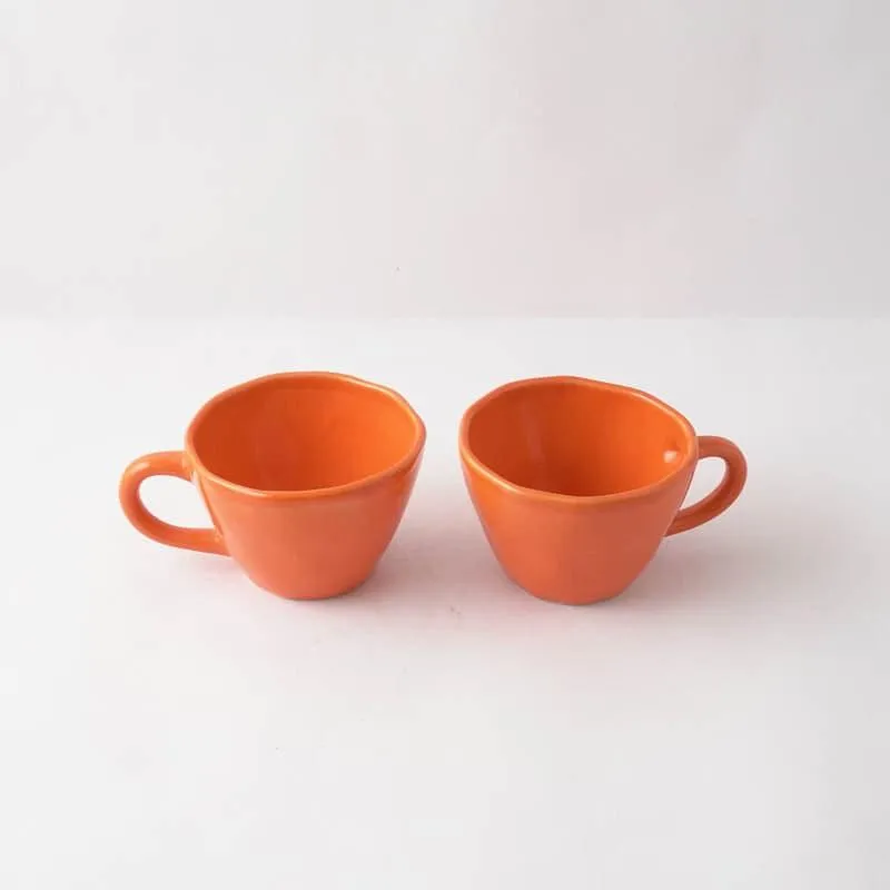 Vance Ceramic Coffee Mug (250 mL/Orange) - Set of Two media 4