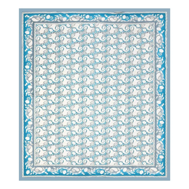 Mango Muse Cotton Bedsheet (White,Blue) - 180 GSM media 5
