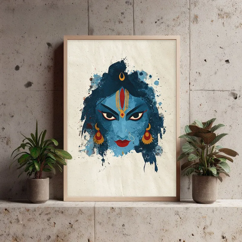 Maa Kali Divine Archival Paper Wall Art - Natural Brown Frame media 3